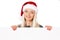 Woman wearing Santa Claus hat