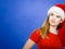 Woman wearing Santa Claus helper costume