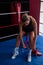 Woman wearing shoes in boxing ring