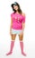 Woman wearing teenager party costume