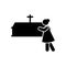 Woman weep coffin sorrow icon. Element of pictogram death illustration