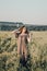 Woman in wheat field