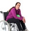 Woman in wheelchair with ball