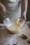 Woman whisking a mixture for baking