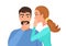 Woman whispering gossip or secret rumors to man. Gossiping secret people vector illustration.