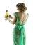 Woman whit champagne wine glasses, elegant lady celebration part