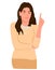 A woman who raises her index finger to explain the point. Vector illustration of a girl who raised her finger up. The