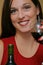 Woman with wine closeup