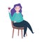 Woman wine glass sitting on chair isolated icon design