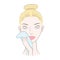 woman wiping her face with a towel. Vector illustration decorative design