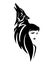 Woman and wolf head black and white vector portrait