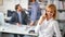 Woman worker at office.business woman enjoying  at workand talking on a mobile phone