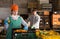 Woman working on citrus sorting at warehouse