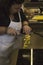 Woman working doing homemade pasta