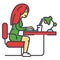 Woman working on notebook in office or at home, female freelancer concept.