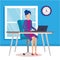 woman working in the office vector illustration