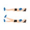 Woman working out on her strength of stomach abs. Lying single or one leg lifts