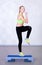 Woman workout fitness doing step aerobic exercise