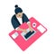 Woman workplace computer vector illustration