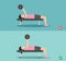 Woman wrong and right barbell bent press posture,vector