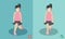 Woman wrong and right dumbbell lunge posture