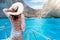 Woman on a yacht on the island of Zakynthos, Greece