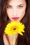 Woman and yellow daisy