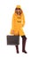 Woman in yellow hooded coat