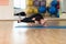 Woman yoga in Bakasana Crane Pose, Crow Pose