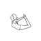 Woman in yoga bow pose hand drawn outline doodle icon.