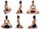 Woman in Yoga Easy Pose with 6 angles of view