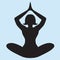 Woman Yoga Meditating in Lotus Position. Silhouette Figure Vector