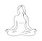 Woman yoga pose. Lotus position silhouette. Vector illustration. Meditation monochrome icon