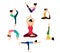 Woman yoga pose position fitness health color flat vector pilates