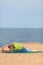 Woman yoga. Series. Outdoor. On the seashore