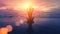 Woman yoga silhouette on the beach