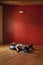 Woman In A Yoga Studio Practicing Restorative Asana