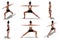Woman in Yoga Warrior Two Pose with 6 angles of view