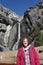 Woman at Yosemite Falls California USA