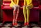 woman young legs trend colourful elegant fashion piano foot red modern. Generative AI.