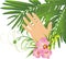 Womanish hand and branch of palm