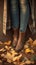 womans Closeup  feet in jeans and boots, autumn stroll