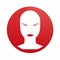 a womans face in a red circle