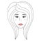 Womans face. Sketch. The head of the girl in full face. Vector illustration. Haircut for medium hair-cascade.