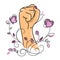 Womans fist.Concept of equality, girls power and womens strength.Vector illustration