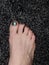 Womans foot with painted toes tonails nail polish