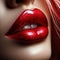 a womans perfect exquisite glossy red lips