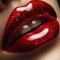 a womans perfect exquisite glossy red lips