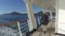 Womansenior tourist on cruise ship walking on deck for exercise in Alaska
