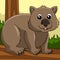 Wombat Animal Colored Cartoon Illustration